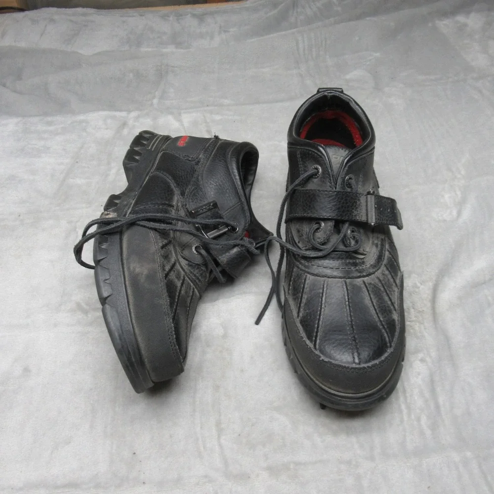 Polo Ralph Lauren Mens 11D Duck Boots Dover‎ II Black Leather Buckle Waterproof
